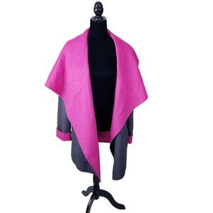 LAFAYETTE 148 New York Sz Large Pink/Gray Two Toned Wool Waterfall Front Jacket